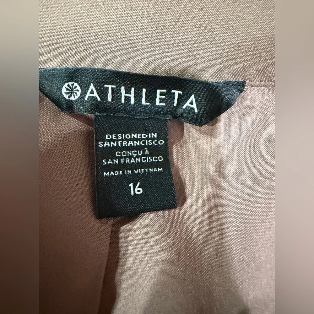 Athleta Women's Tan Lightweight Endless Tie Front Work Blazer Jacket size 16